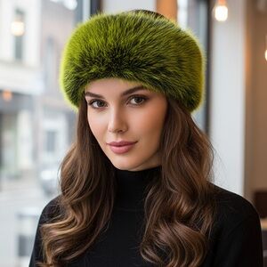 Elegant Green  Faux Fur Headband